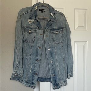 Express Distressed Light Blue Denim Jacket